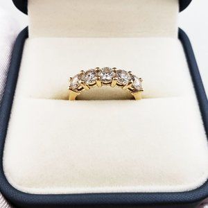 14k Solid  yellow gold 4.5mm moissanite half eternity ring